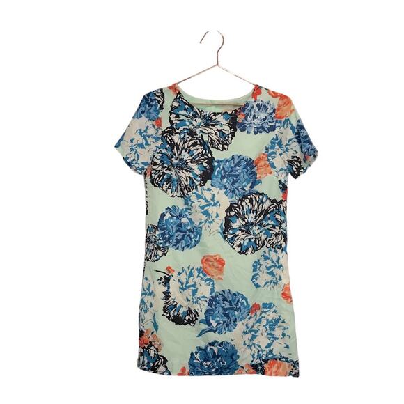 J crew Dresses & Skirts - J. Crew factory Floral Lined Teal/Blue/Orange Shift Dress - Size 0
